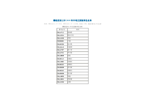 三中录取名单2010。6