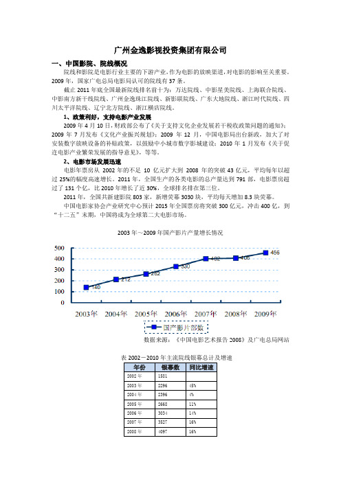影视行业-广州金逸影视投资集团有限公司-行业公司分析精简版