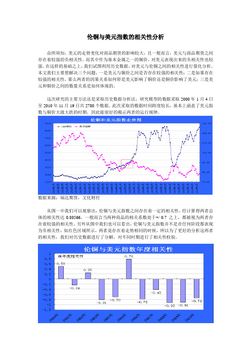 伦铜与美元指数的相关性分析
