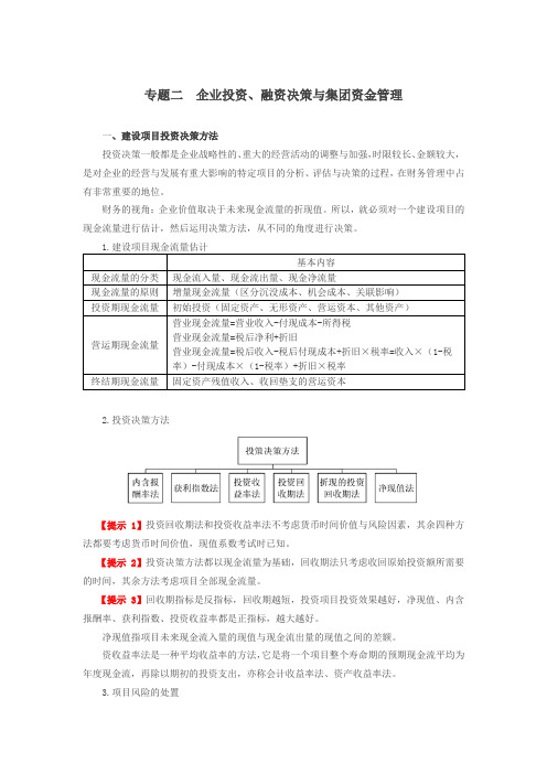 高级会计实务-专题二 企业投资、融资决策与集团资金管理(1)