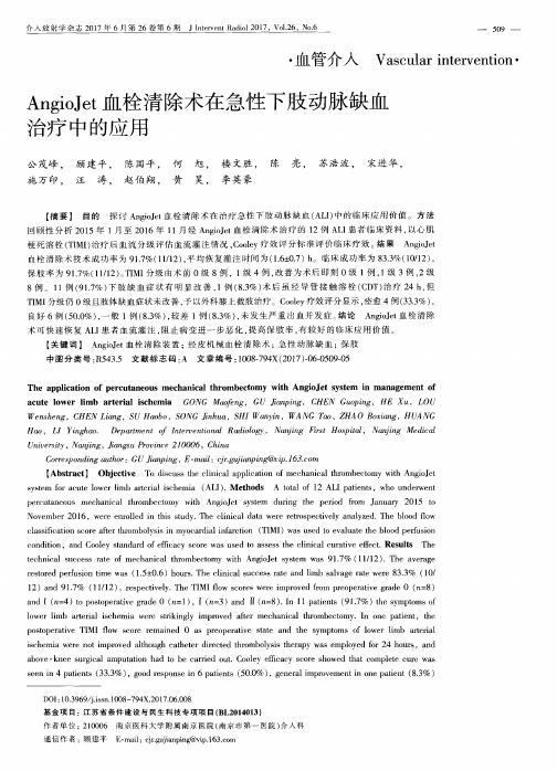 AngioJet血栓清除术在急性下肢动脉缺血治疗中的应用
