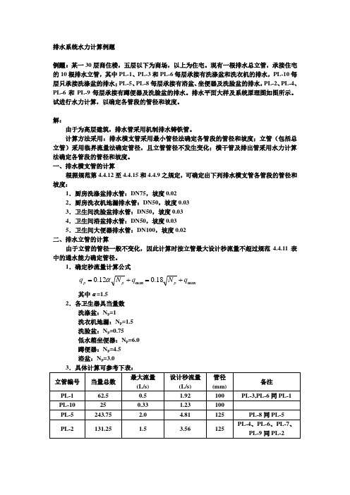 排水系统水力计算例题