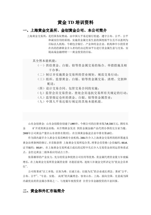 黄金TD培训资料