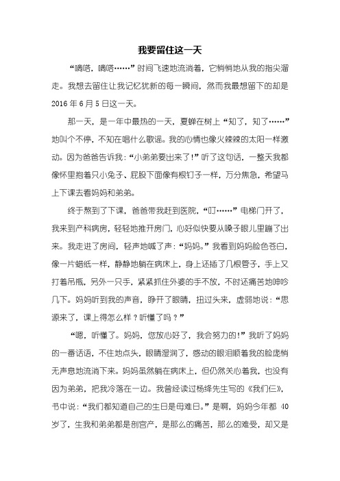 五年级作文：我要留住这一天作文800字