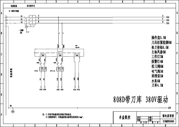 电路图 卓益 808D2带斗笠刀库四轴