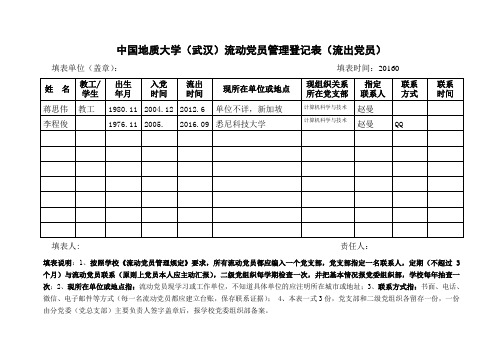 流动党员管理登记表计算机