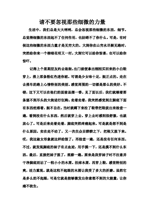 请不要忽视那些细微的力量