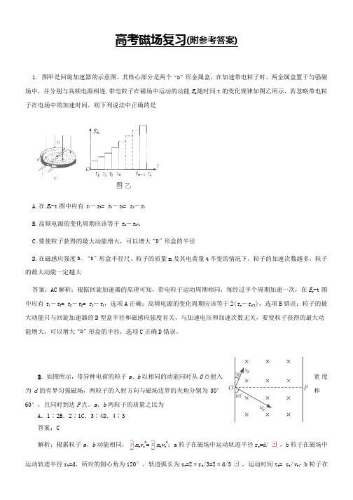 2019年版本高考物理二轮复习专题训练：磁场(含答案详解)新人教版-Word版