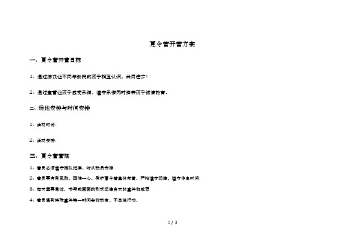 夏令营开营方案流程图