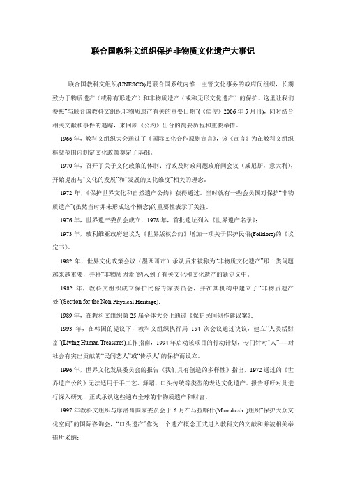 联合国教科文组织保护非物质文化遗产大事记