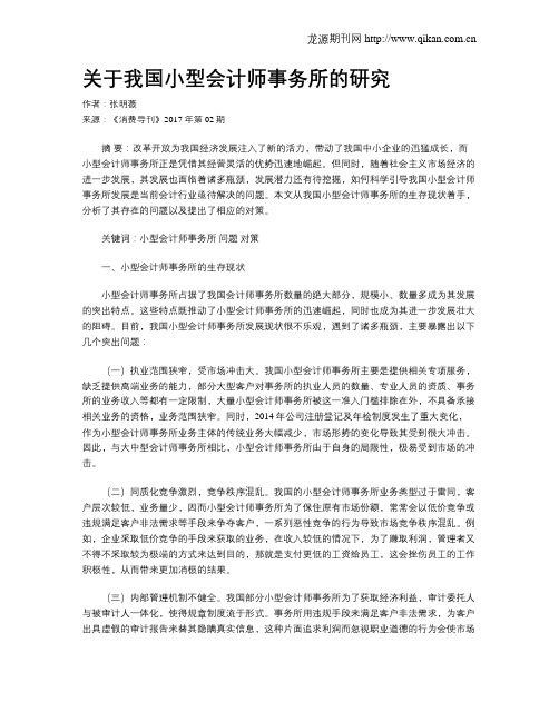 关于我国小型会计师事务所的研究