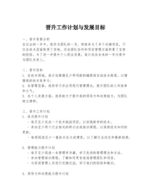 晋升工作计划与发展目标