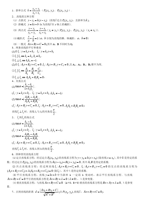 直线方程公式