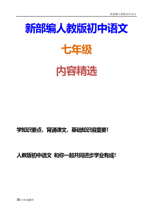 新部编人教版初中语文七年级下册我的语文生活-作文