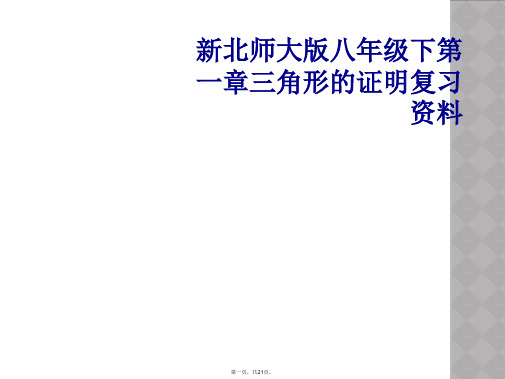 新北师大版八年级下第一章三角形的证明复习资料