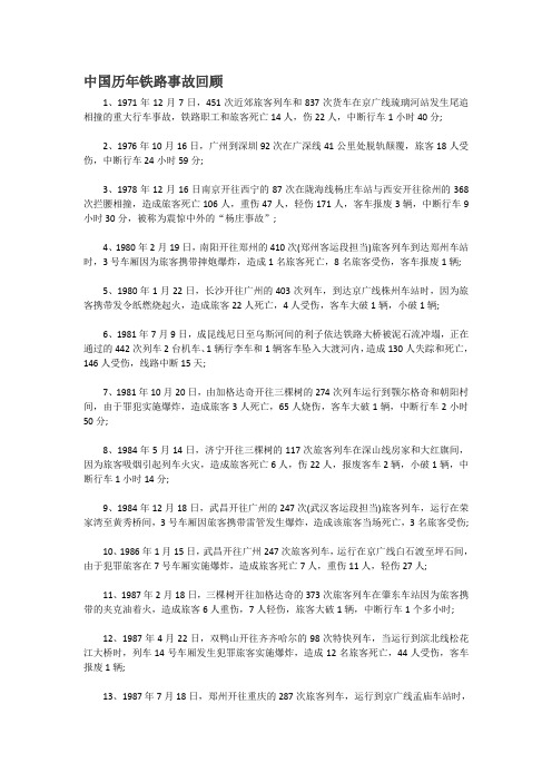 中国历年铁路事故回顾