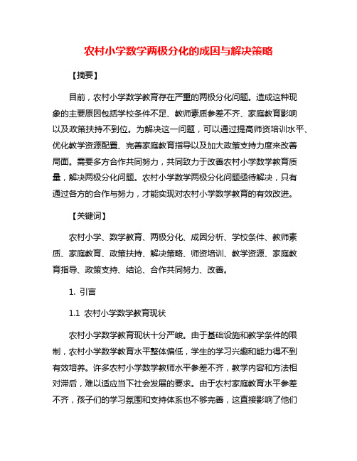 农村小学数学两极分化的成因与解决策略