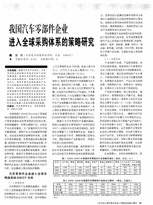 我国汽车零部件企业进入全球采购体系的策略研究