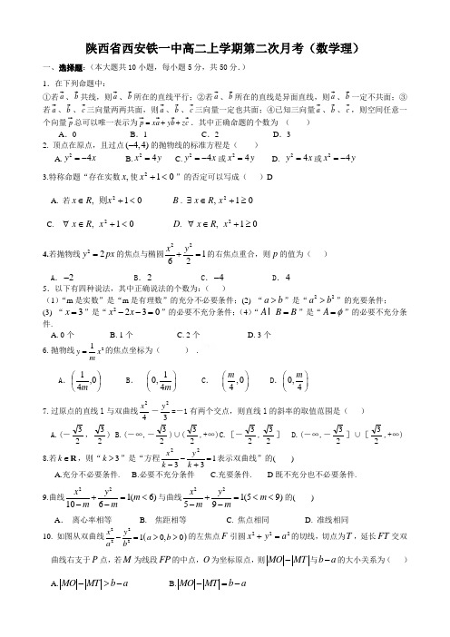 陕西省西安铁一中高二上学期第二次月考(数学理).doc