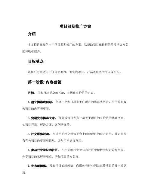 项目前期推广方案