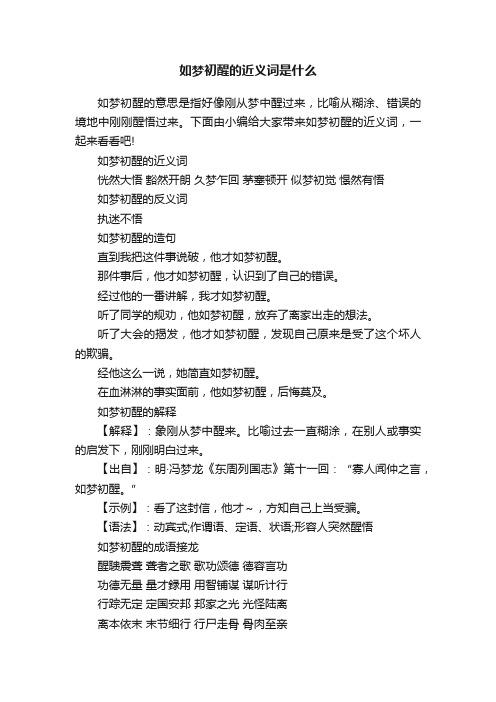 如梦初醒的近义词是什么