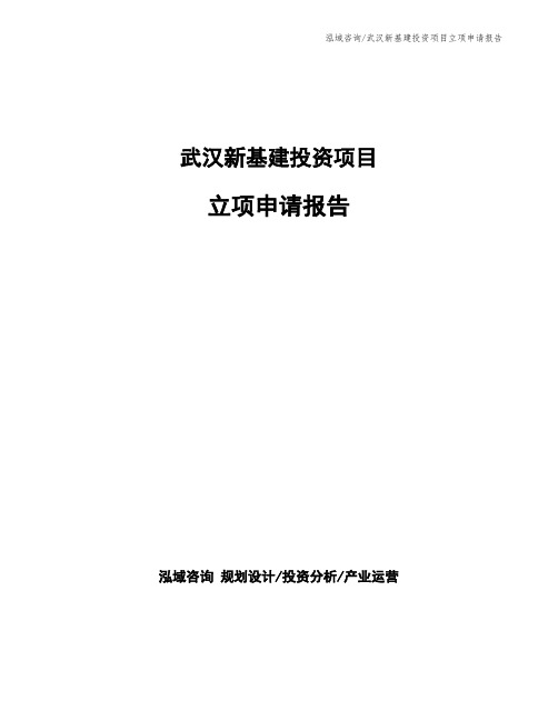 武汉新基建投资项目立项申请报告