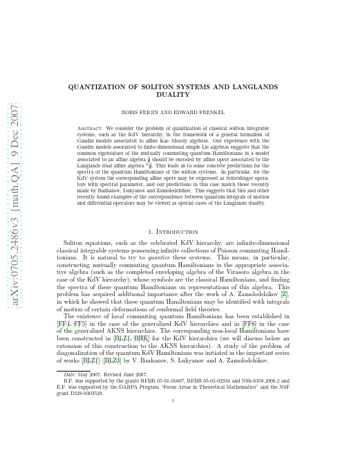 Quantization of soliton systems and Langlands duality