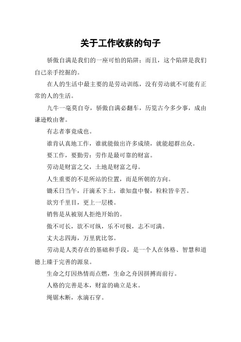 关于工作收获的句子