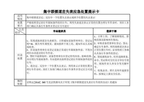 集中联锁道岔失表应急处置提示卡