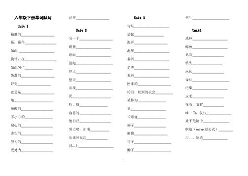 广州版(2013)六年级下册英语单词默写