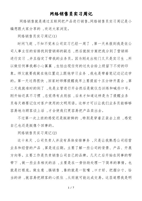 网络销售员实习周记