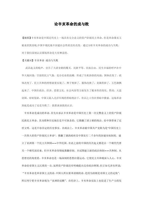 论辛亥革命的成与败