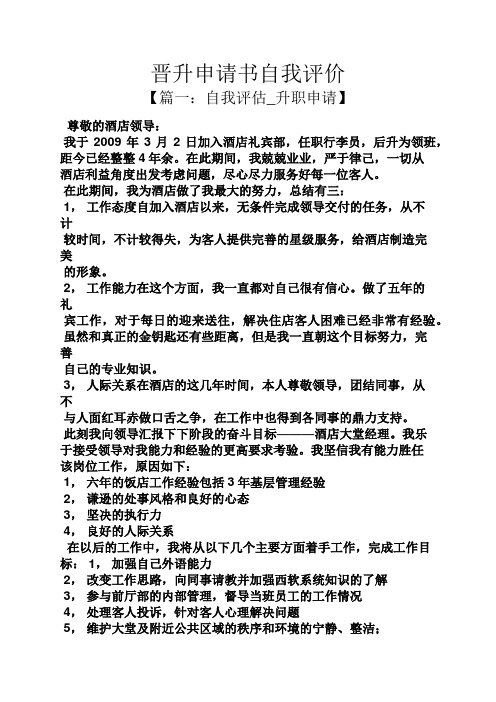 晋升申请书自我评价