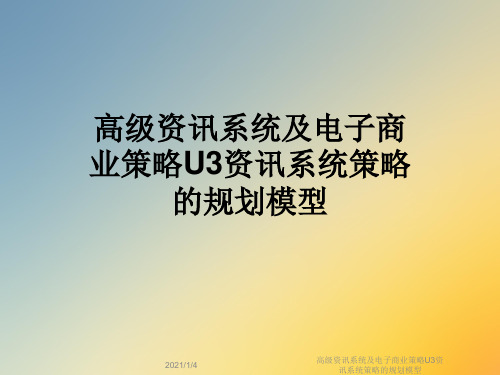 高级资讯系统及电子商业策略U3资讯系统策略的规划模型