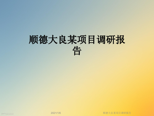 顺德大良某项目调研报告