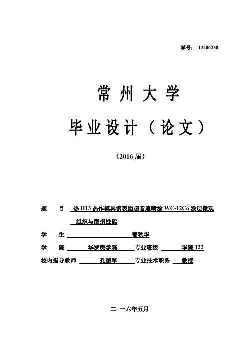 热H13热作模具钢表面超音速喷涂WC-12Co涂层微观汇总