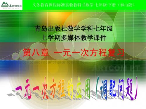 第八章一元一次方程复习课件——应用(调配问题)