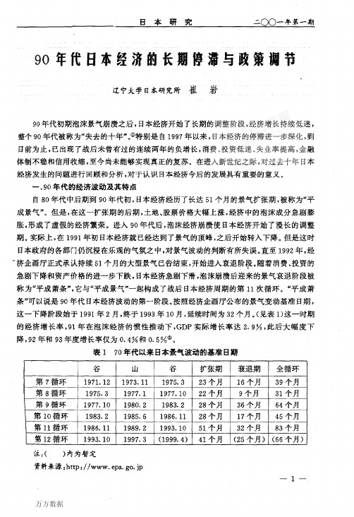 90年代日本经济的长期停滞与政策调节