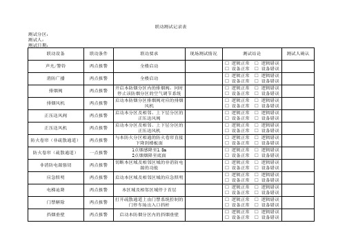 消防联动测试记录表