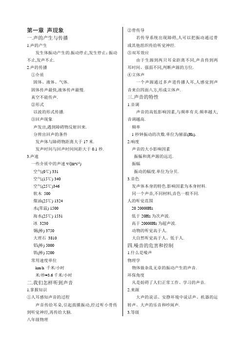 初二物理 声 光 笔记