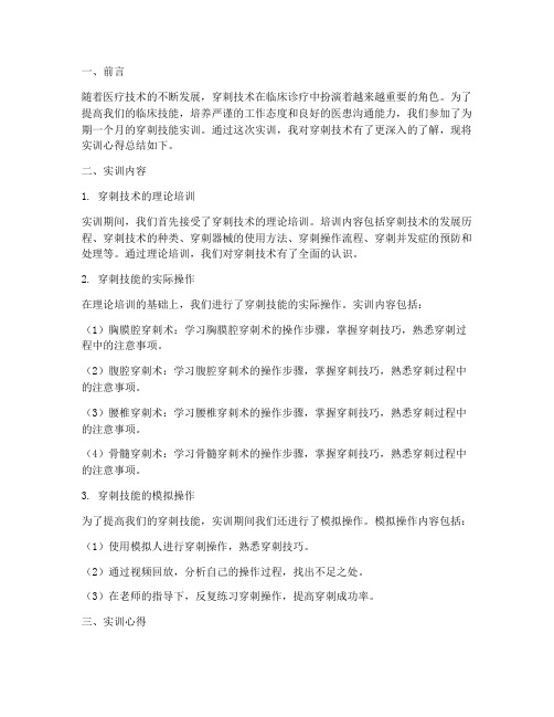 穿刺技能实训心得总结报告