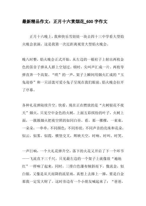 最新精品作文：正月十六赏烟花_600字作文-2019年精选作文