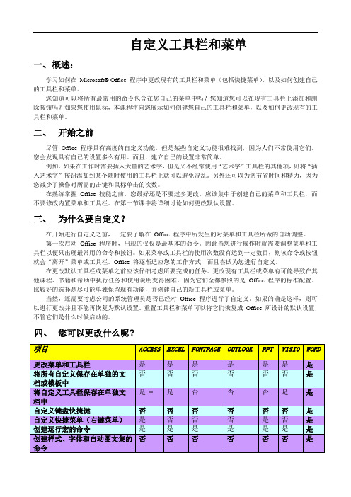 自定义工具栏和菜单