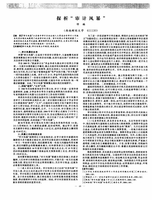 探析“审计风暴”