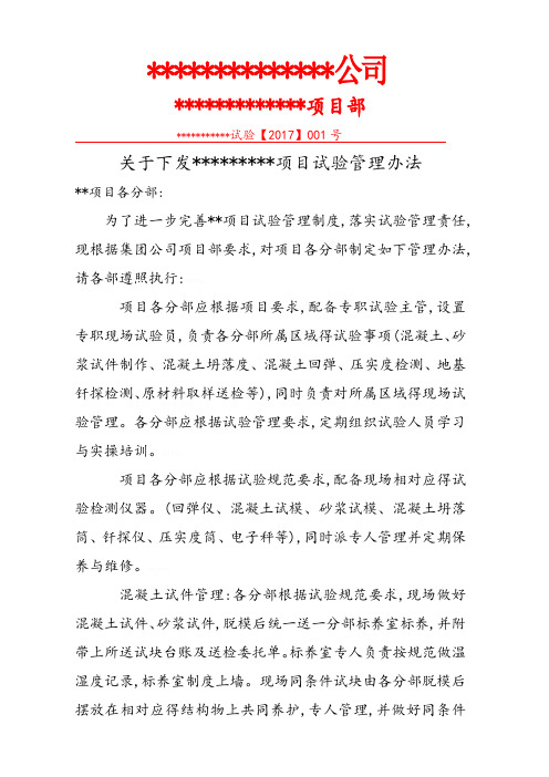项目试验管理办法