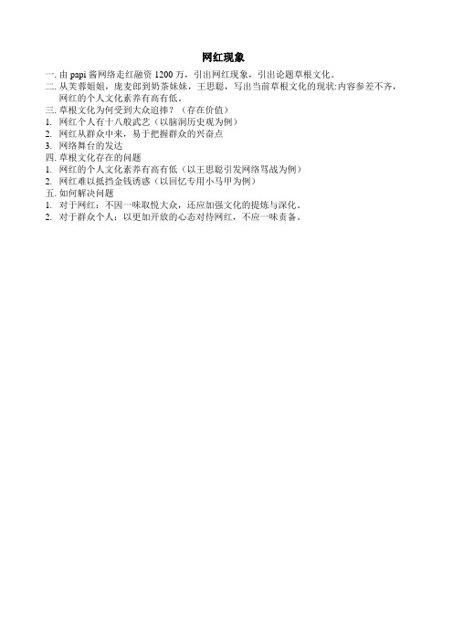 作文热点素材网红现象