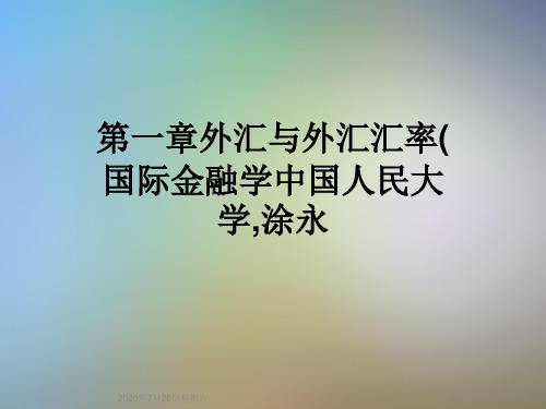 第一章外汇与外汇汇率(国际金融学中国人民大学,涂永
