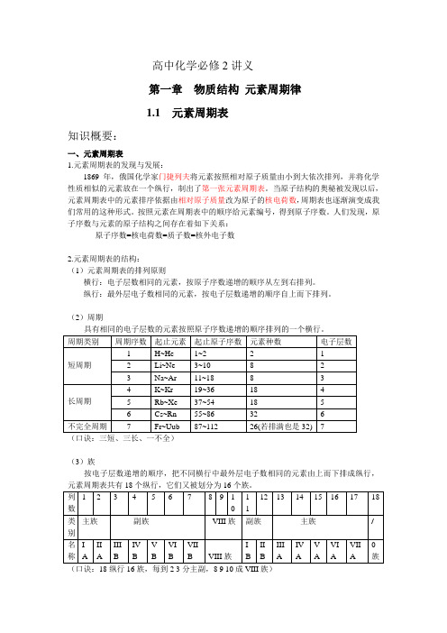 高中化学必修2讲义