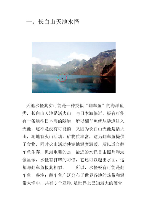 中国四大深水湖水怪传说