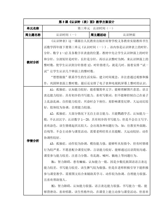 3.认识钟(表)面
